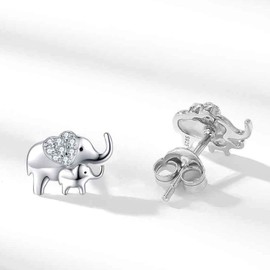 Elephant Earrings for Girl Women Earrings 925 Sterling Silver Lucky Elephants Earrings, Christmas Birthday Gifts for Mother Daughter