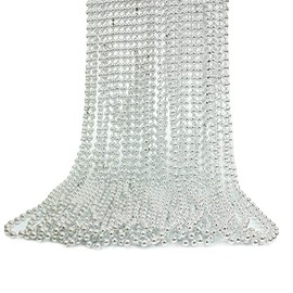 GiftExpress 72 pack Mardi Gras Beads Necklace, Metallic Silver Beaded Necklace, Mardi Gras Throws, Party Beads Costume Necklaces