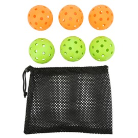 6pcs Outdoor Pickleball Balls Sports Training Pickleballs 40 Holes Pickleball Ball Set for Outdoor Courts Orange Green