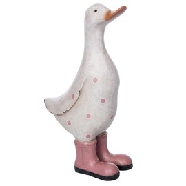 Shudehill Giftware Davids Pink Polka Dot Duck Ornament Figurine Medium