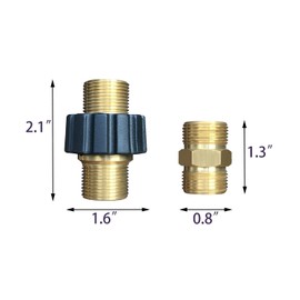 Pressure Washer Hose Quick Connector, Metric M22 15mm Male Thread to M22 14mm Male Fitting, 4500 PSI