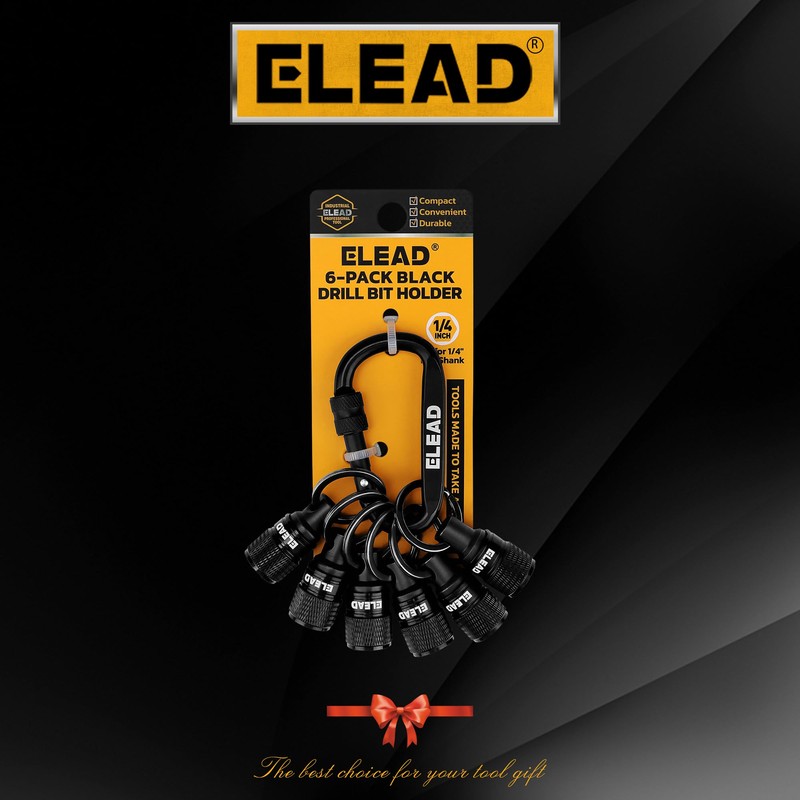ELEAD 6-Piece Bit Holder Key Chain, 1/4 inch Black Hex