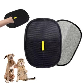 SKJAXF 2 Pcs Pet Hair Removal Glove, Double Sided Cat Grooming Glove and Dog Grooming Glove, Electrostatic Pet Hair Remover Glove for Gentle Brushing, Washing and Deshedding, Black