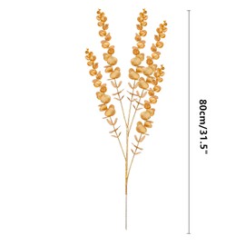 FuleHouzz 3 Pcs Artificial Eucalyptus Leaves Spray Fake Silver Dollar Greenery Stems for Home Wedding Floral Arrangement, Gold