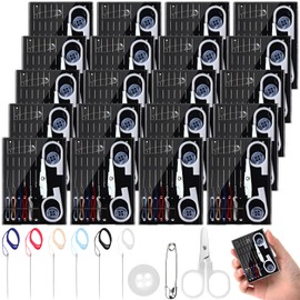 Knitgrip 48 Boxes Pre Threaded Needle Kit, Mini Travel Sewing Kit Include Scissors Needles Threads Pin Buttons Portable Sewing Tools for Beginner DIY Sewing Supplies, Each Box with 16 Pieces