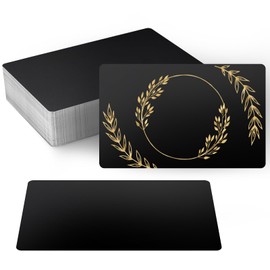 Metal Business Card Blanks, 100pcs Anodized Aluminum Business Card Blanks for CNC Engraver Laser Engraving, Thickness 0.21 mm/ 0.01 inch (Black)