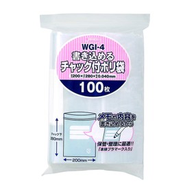 Japax WGI-4 WGI-4 Zipper Clear Plastic Bag Width 7.9 x Height 11.0 inches (20 x 28 cm), Thickness 0.001 inches (0.040 mm), Writable Type, Ideal for Storage and Organization, Pack of 100