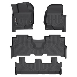 AIPOIL® Floor Mats Fit for 2021-2025 Ford Expedition Max Bench Seating 8 Seats Fits 1st & 2nd & 3rd Row All Weather Protection TPE Anti-Slip Automotive Full Custom Car Mats Accessories - Black