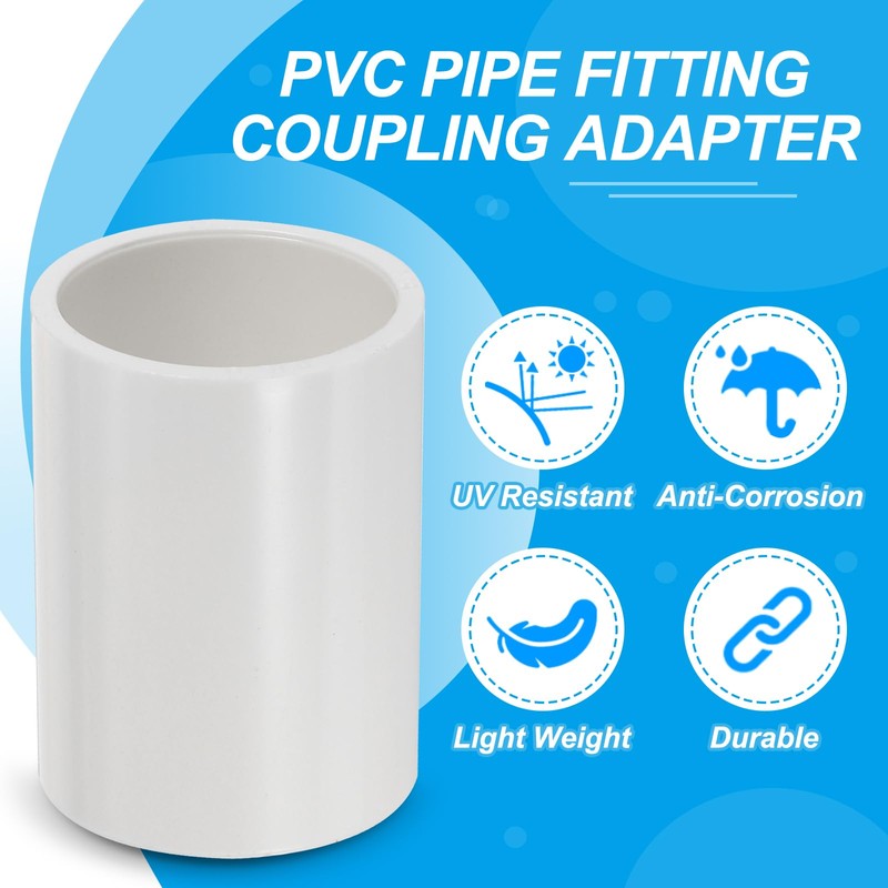 PATIKIL 1" PVC Pipe Fitting Coupling Adapter, 20 Pack Straight
