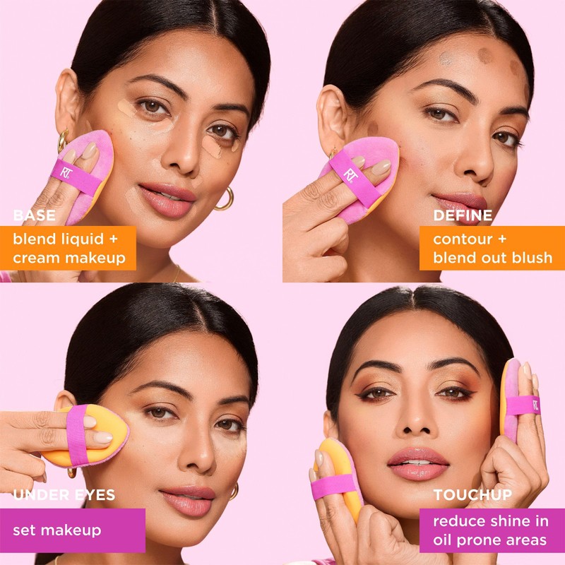 Real Techniques Miracle 2-In-1 Powder Puff, Dual-Sided Makeup Blending Puff,