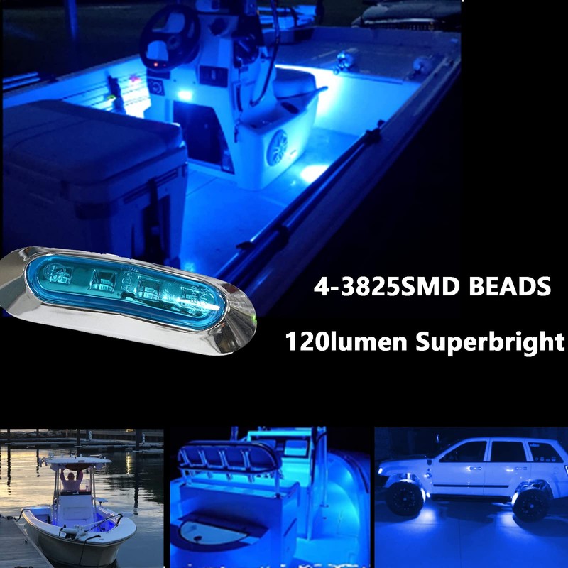 JXOFROAD LED Blue Boat Marine Lights,12V Interior Courtesy Light Deck