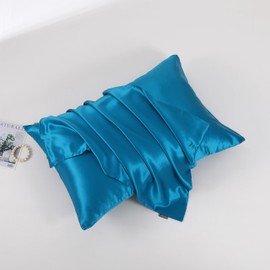 Silk Sutra 100% Pure Mulberry Silk Pillowcase for Hair and Skin, Premium 22 Momme Grade 6A Silk on Both Sides, Hidden Zipper Closure (Standard 50x75CM - Pillowcase & Scrunchies Set, Crystal Teal)
