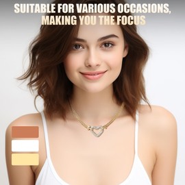 ROVLET Necklace Gold Jewelry for Women,Heart Gold Heart Jewelry Set with Necklace and Bracelet, Gold Heart Jewelry Set with Necklace and Bracelet (Gold)