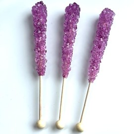 Classic Rock Candy Sticks, Sugar Rock Crystal Lollipops, Individually Wrapped (Pack of 18, Grape Purple)