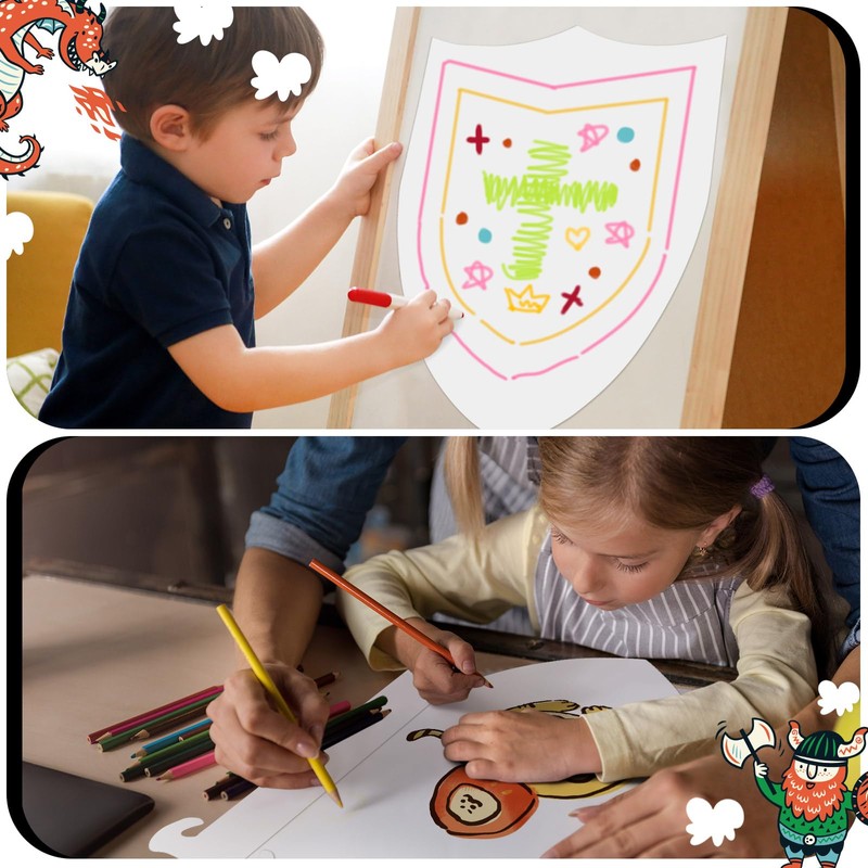 Motionchic 12 Sets DIY Shield Kit for Kids 15.8"x22.8" Cardboard