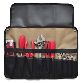 Tool Roll Bag, 10 Pockets Tool Bags, Multi-Purpose Tool Roll-Up Case, Storage Bag Spanner Plier Wrench Holder Canvas Organizer for Electrician, Plumber, Carpenter, Mechanic