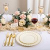 YOUBET 175PCS Ivory Scalloped Plastic Plates - Gold Disposable Dinnerware