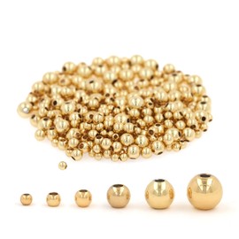 500pcs 18K Gold Filled Spacer Beads That Do Not Fade Easily Smooth Round Beads Seamless Ball Beads Brass Loose Beads Metal Beads for DIY Necklace Bracelet Jewelry Making (Gold-2.5mm)