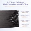 Elailite Clip-In Extensions, Natural Black, Hair Extensions, Straight, 8 Wefts