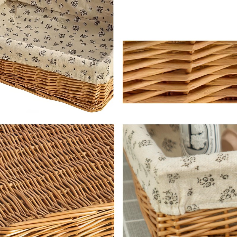 Storage basket,Woven handmade baskets for storage with liners,Rectangle storage bins