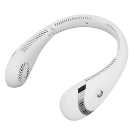 GLACIAIRE Portable Hands-Free Neck Fan for Travel: Foldable Bladeless Personal Fan with LCD Battery/Speed, 3 Speeds, USB-C Rechargeable (4-18 Hour)