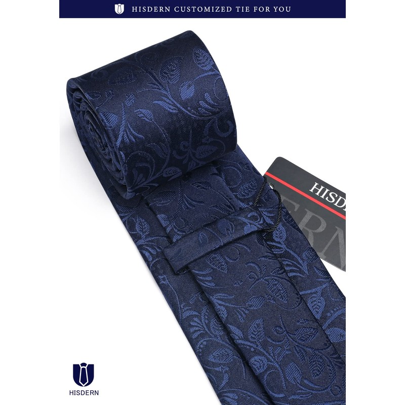 Hisdern TP-01S Men’s Paisley Pattern Necktie and Square Set, Business,