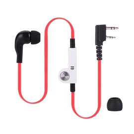 Two Way Radio Earpiece, 2-Pin Earphone PTT Talkie Headset Flat Cable Earpiece Mic Headphone(Red)