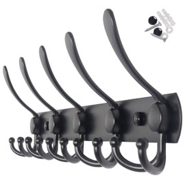 WEBI Coat Rack Wall Mount,Coat Hooks Wall Mount,5 Tri Hooks for Hanging Coats,Wall Coat Hanger,Wall Coat Rack for Clothes,Black