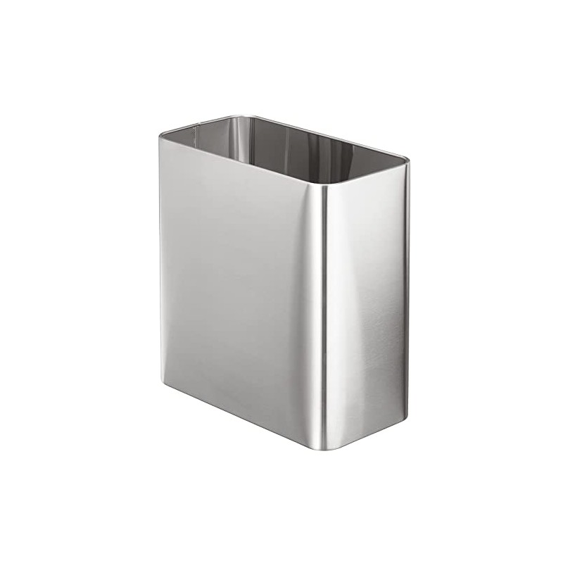 mDesign Stainless Steel Slim Rectangular Modern Metal 2.6 Gallon/10 Liter
