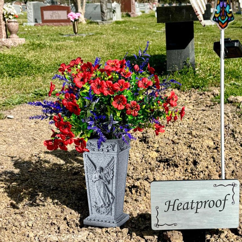 XONOR Cemetery Flowers Vase with Spike, Memorial Grave Vase Resin