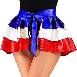 Nicute 4th of July Ruffle Skirt Blue White Red Layered Skirt Independence Day Patriotic Costume for Women (Red White Blue)
