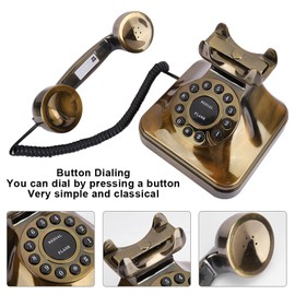 Teléfono Vintage de Estilo Europeo,Teléfono Fijo Retro con Cable Multifunción,Reducción de Ruido,Teléfono Antiguo con Base Antideslizante, para Decoración/Hogar/Oficina/Hotel/Motel