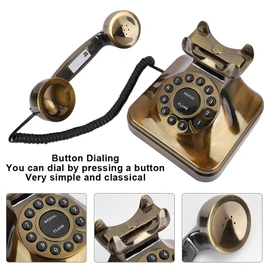 Teléfono Vintage de Estilo Europeo,Teléfono Fijo Retro con Cable Multifunción,Reducción de Ruido,Teléfono Antiguo con Base Antideslizante, para Decoración/Hogar/Oficina/Hotel/Motel