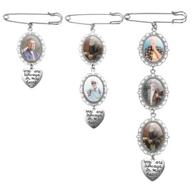 Classicseali 3pcs Bouquet Charms for Wedding Memory,Elegant Bridal Bouquet Charm, Perfect Photo Charm for Bridal Bouquets Keepsake, Memorial Charms Pins for Cherished Moments