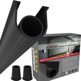 BOWSEN Garage Door Bottom Seals Weatherproof Weather Stripping Threshold Buffering Sealing High Performance EPDM Rubber Resistance Gasket Black 1/4 Inch T-End, 16FT Long