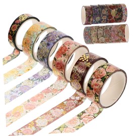 KONTONTY 18rolls Creative Floral Washi Tape of Japanese Paper Tapes for Scrapbooking Journaling and Arts Crafts for Decorating Diaries and