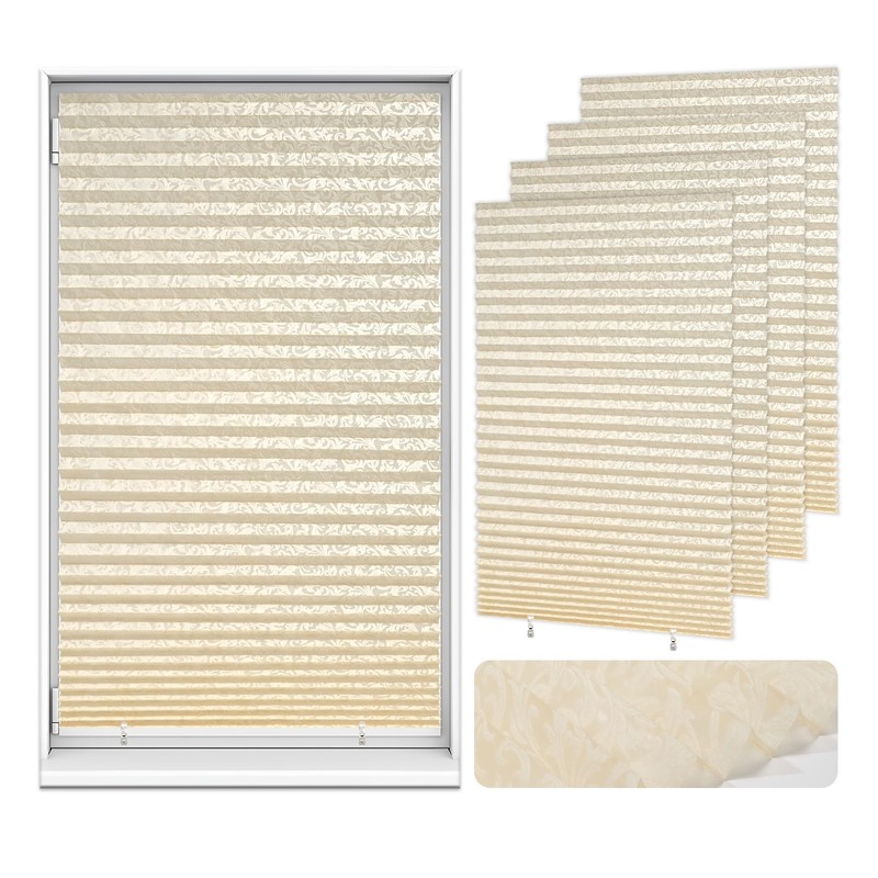 Sneulletoys 4pk No Drill Patterned Blinds for Windows (Yellow, 60W×150H