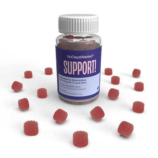 Immune Support Gummies - No Days Wasted - 60 Count - Help Support Strong Immune System - Elderberry, Vitamin C and Zinc Gummy - Herbal Dietary Supplement - Vegan Plant Based, Gluten Free, Nut Free