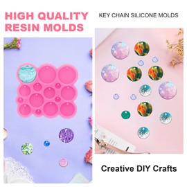 Super Shiny Mini Round Circle Silicone Keychain Mold Many Circles Tiny Resin Mold Diameter 1cm, 1.5cm, 2cm, 2.5cm, 3cm Resin Silicone Molds, Epoxy Mould for DIY Keychains Earrings Crafts