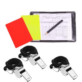 Football Referee Card Sets Red and Yellow Cards with Metal Coaches Whistle with Lanyard Wallet Score Sheets Pencil Accessories for Sports Football Soccer Basketball Game Referee Set