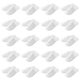Jenngaoo Disposable Slippers, 20 Pairs Non-Slip Disposable Slippers, Unisex Slippers for Hotel, Spa, Home, Travel, White, White, 9 EU