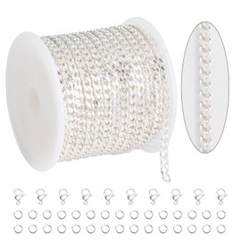 KYUNHOO 5.5 Yard Silver Chain for Jewelry Making Stainless Steel Chains Bulk Unwelded Curb Chain Permanent Jewelry Chain for Craft DIY Finding Jewelry Making Supplies