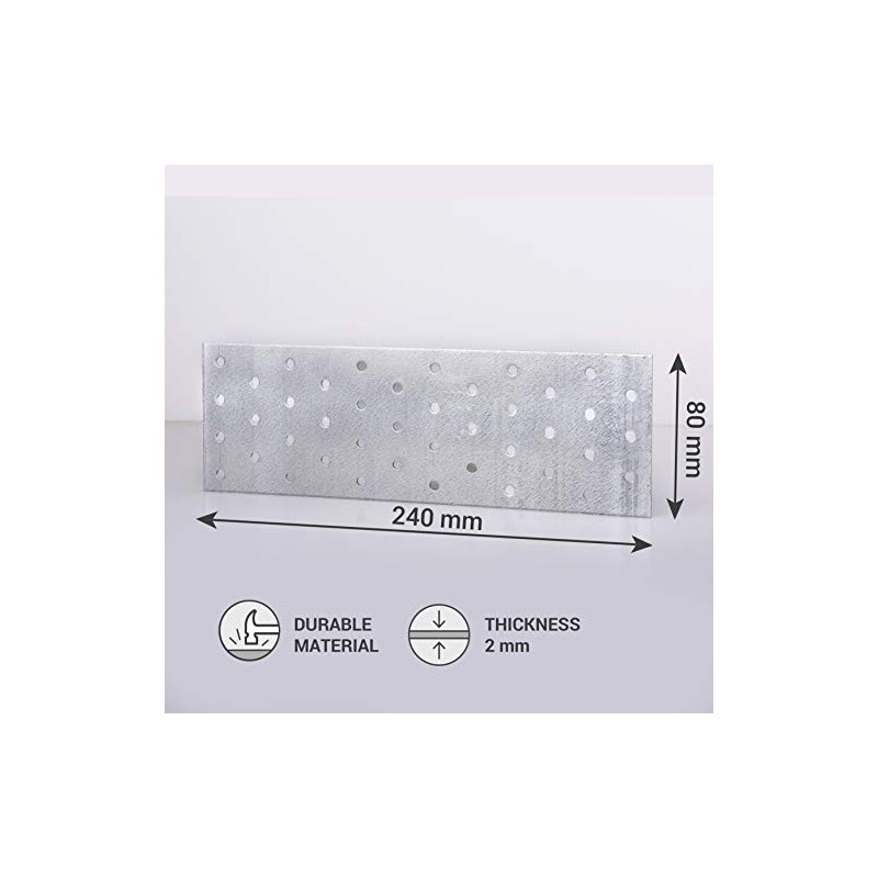 (Pack of 2) Steel Flat Connector Plate 80 x 240