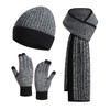 JTJFIT Men's Winter Knitted Beanie Hat Scarf & Touchscreen Gloves