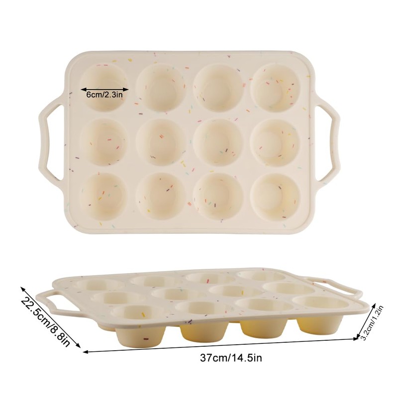 Velicber 2 Pack Silicone Muffin Pan with Metal Reinforced Frame,