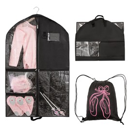 Dance Costume Garment Bag for Dancers with Backpack Storage Bag,40 inch Kids Garment Bag for Dance Competitions with Pockets for Dance Costumes,Cheer Uniform Garment Bags for Hanging Clothes Travel