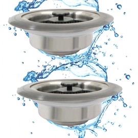 Hitefu 3 in 1 Kitchen Sink Drain Strainer, Satinless Steel Pop-up Strainer with Stopper, Bounce Core Sink Stoppers with Sink Basket (2 Pcs)
