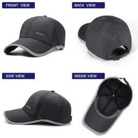 TAGVO Mens Quick Dry Sports Cap, UPF50+ Lightweight Breathable Running Baseball Cap Foldable Soft Brim Sport Hat for Outdoor Activities (2 Packs)