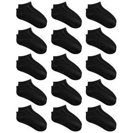 KEREDA 15 pares de calcetines deportivos de tobillo para niños y niñas, Negro, 6-8 Años