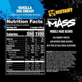 MUTANT MASS® 15 LBS The Original Muscle Mass Gainer High Protein Drink Mix - VANILLA ICE CREAM